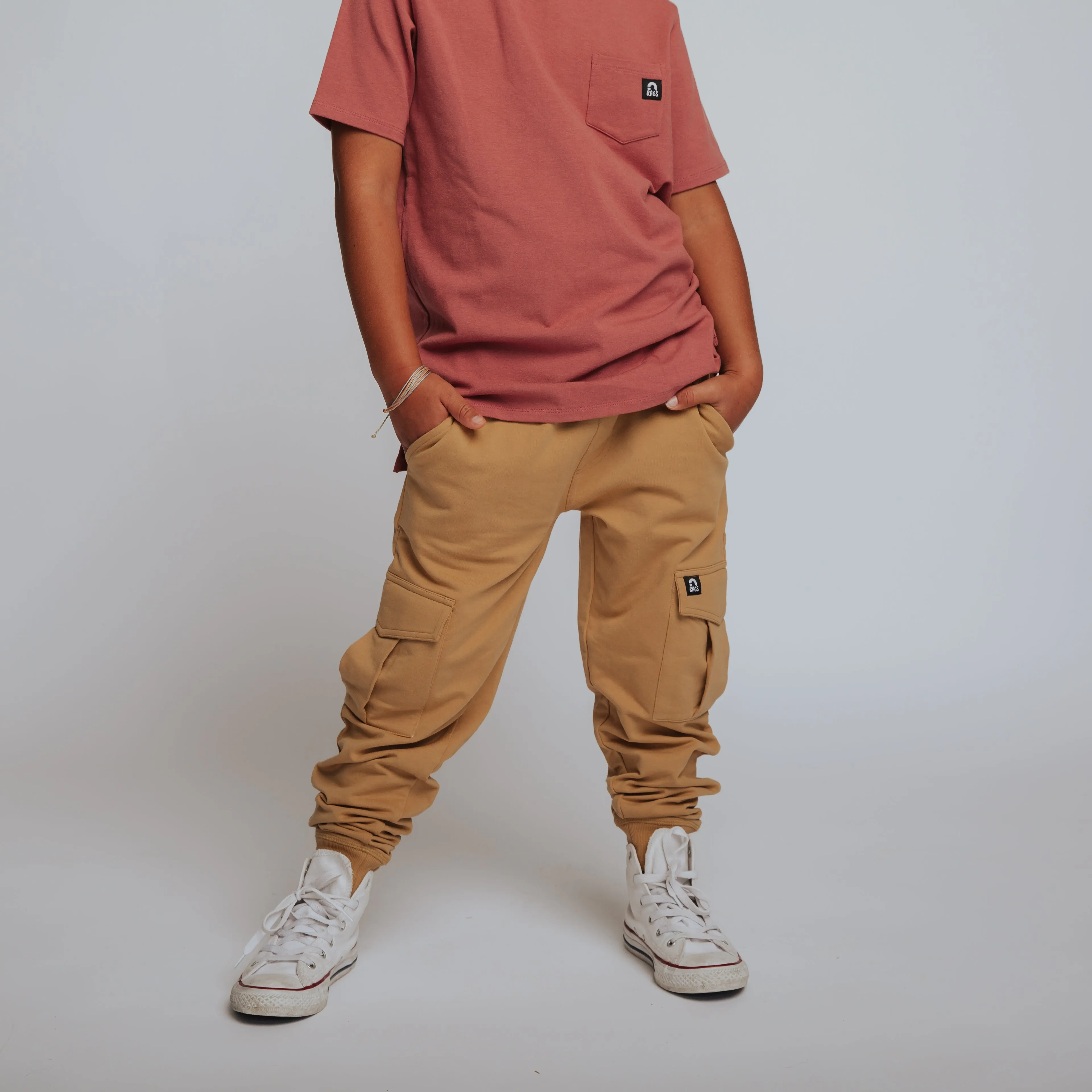 Relaxed Fit Cargo Joggers - Curry