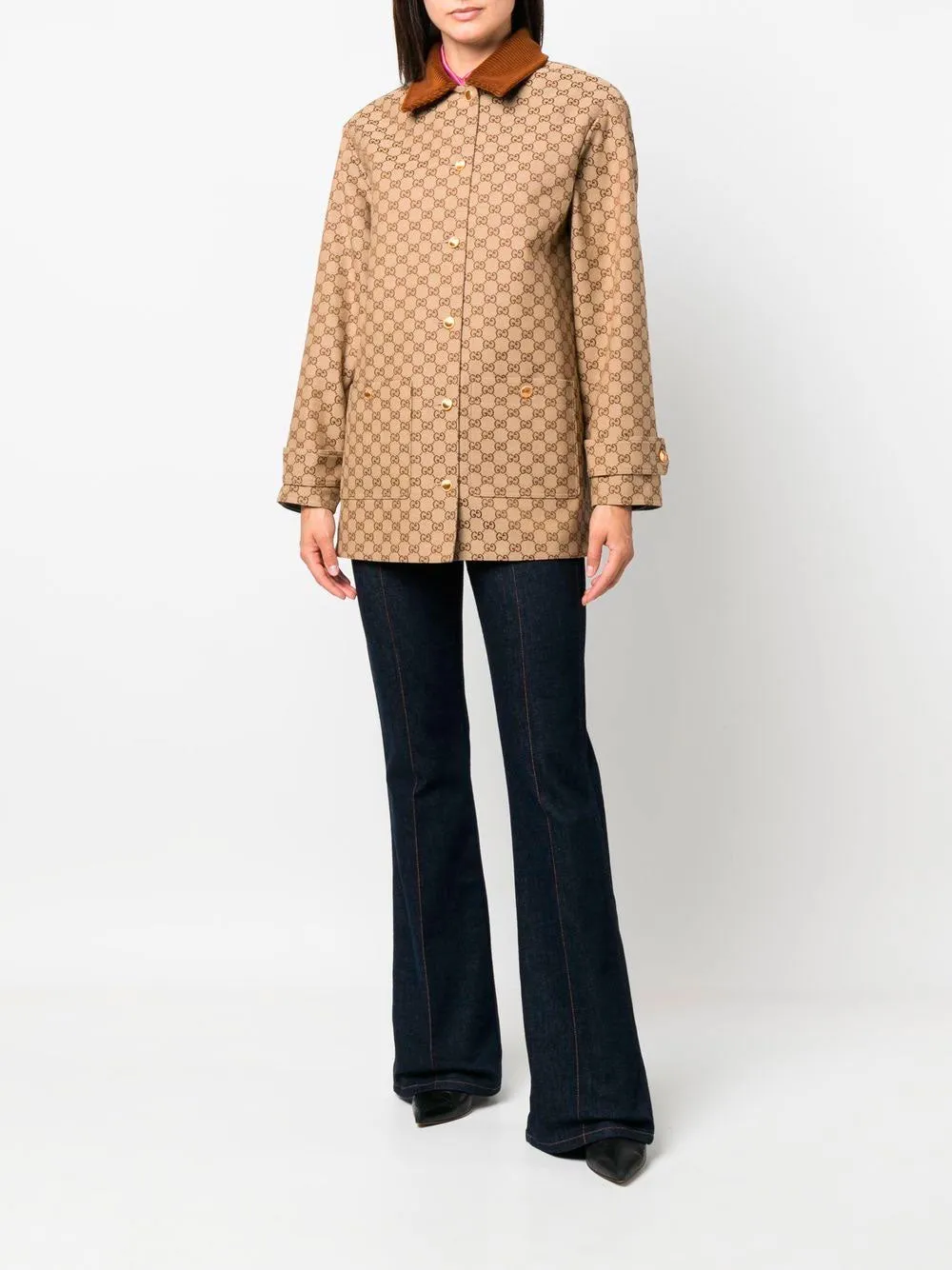 Reversible button-down overcoat