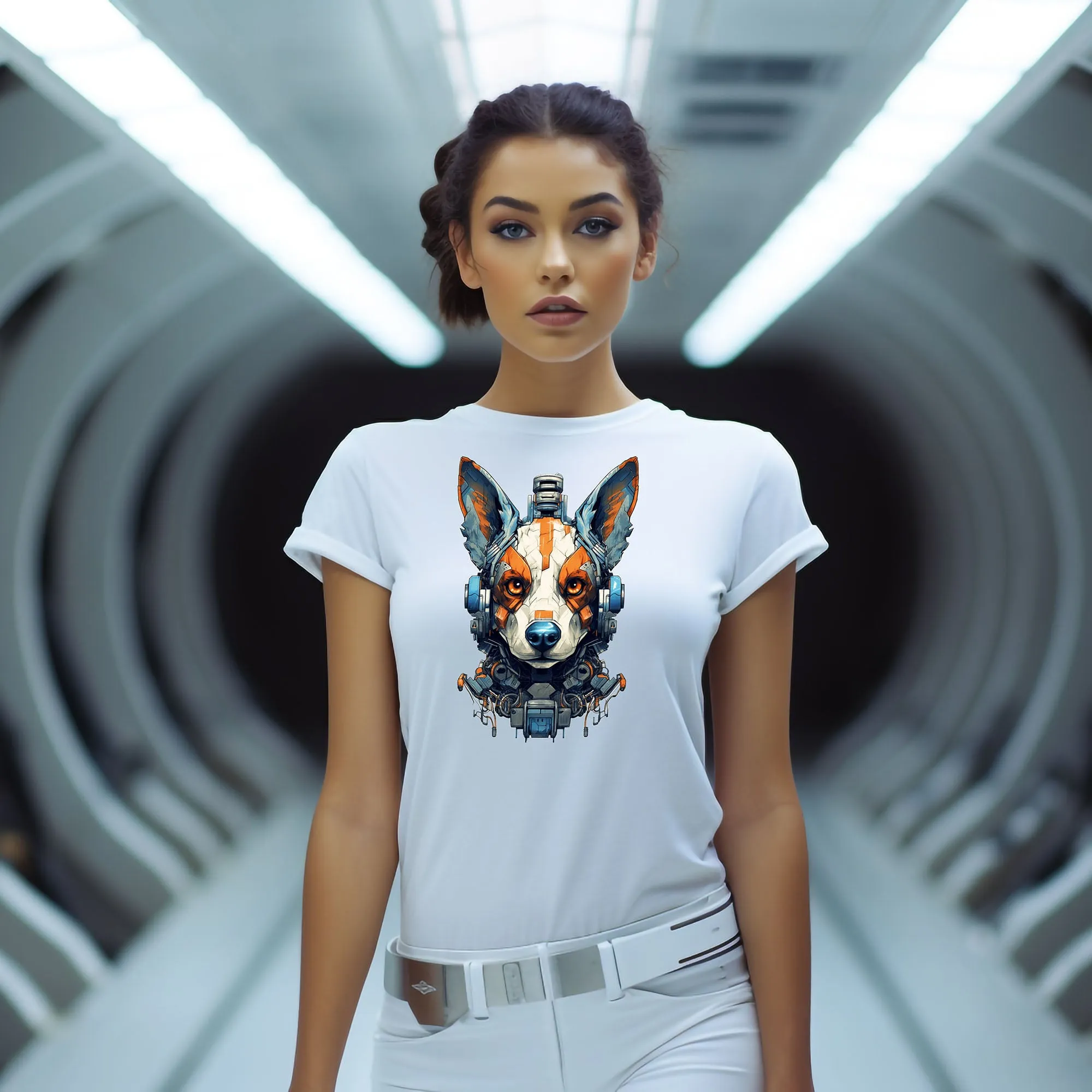 Roboter Hund T-Shirt | Sci-Fi T-Shirt für Frauen
