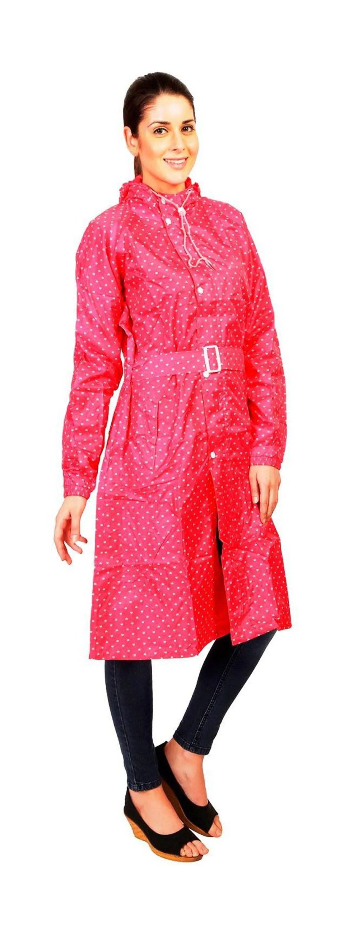 Romano nx 100% Waterproof Heavy Duty Double Layer Hooded 3/4 Length Rain Overcoat Women in a Storage Bag