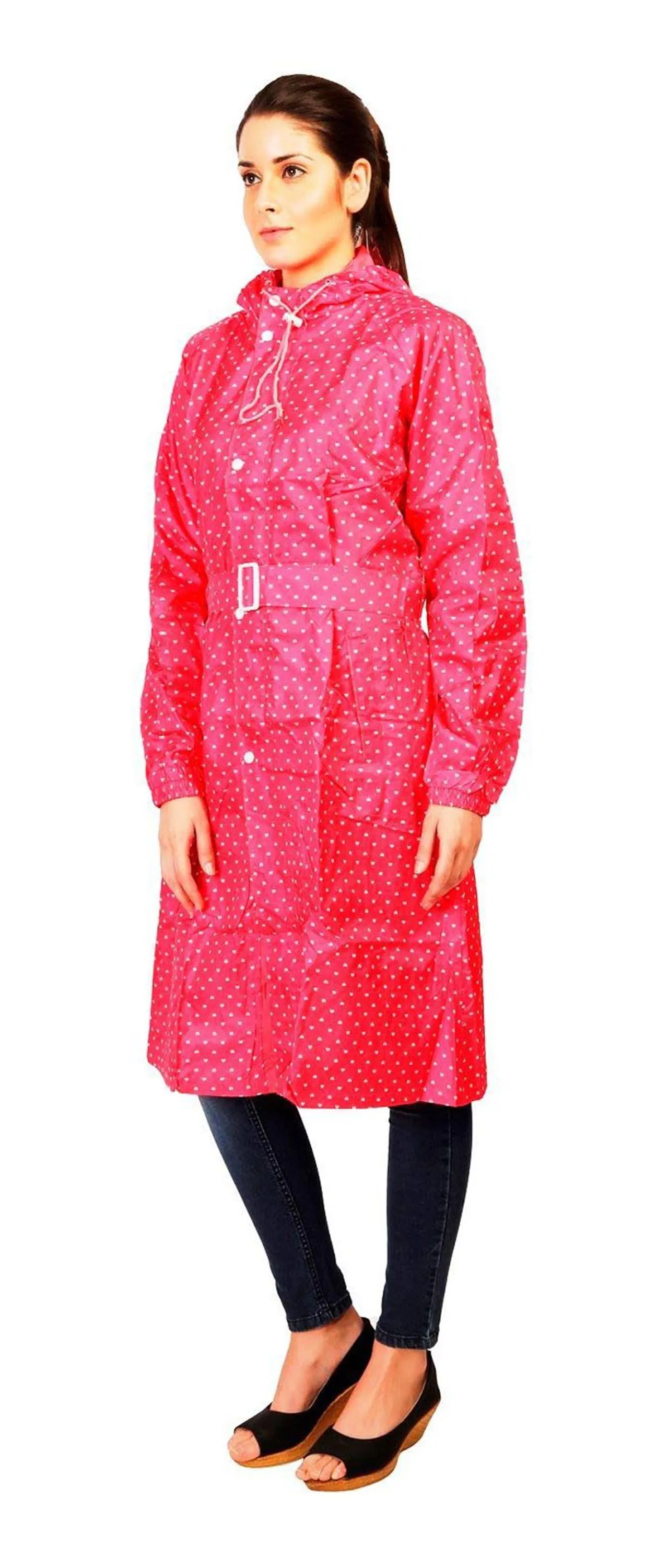Romano nx 100% Waterproof Heavy Duty Double Layer Hooded 3/4 Length Rain Overcoat Women in a Storage Bag