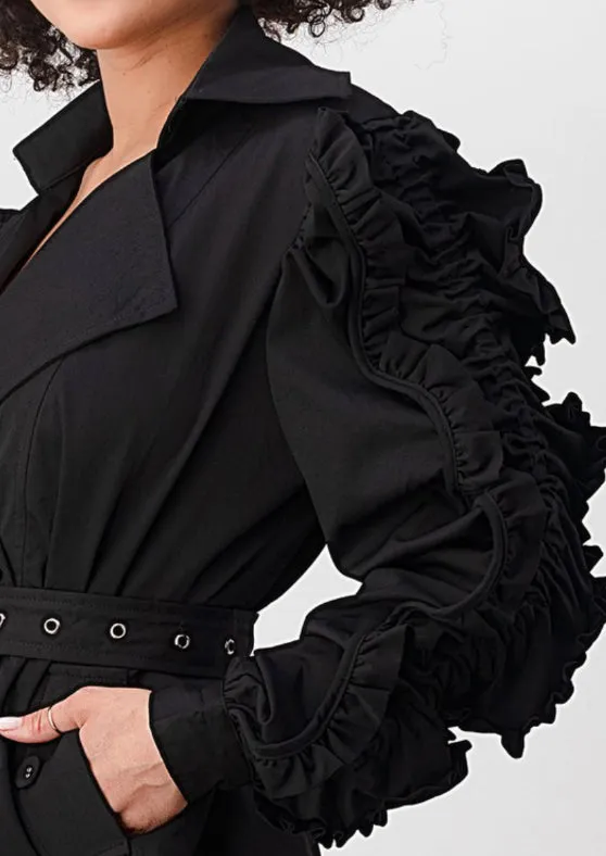 Ruffled Up Trench Coat