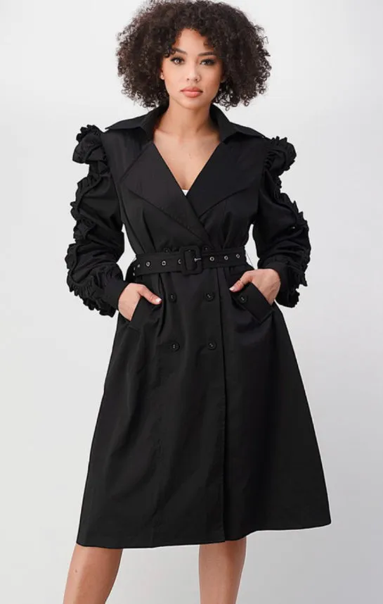 Ruffled Up Trench Coat