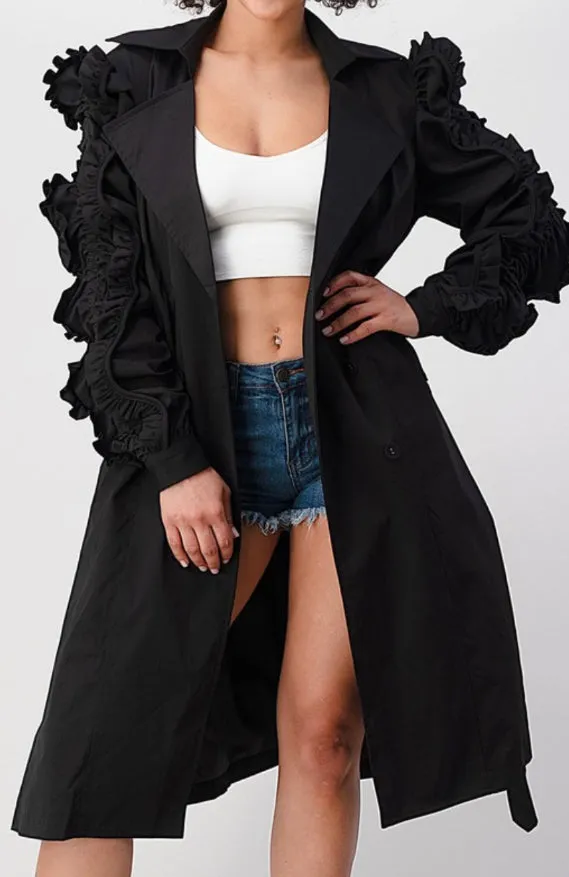 Ruffled Up Trench Coat