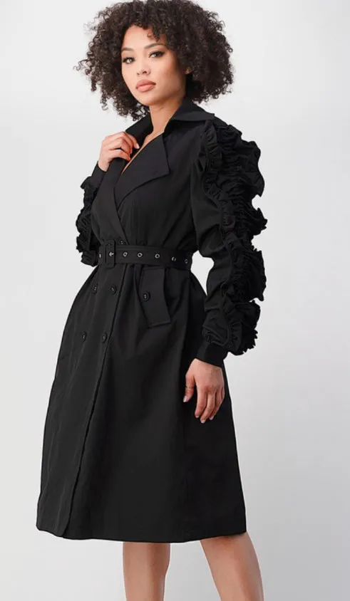 Ruffled Up Trench Coat