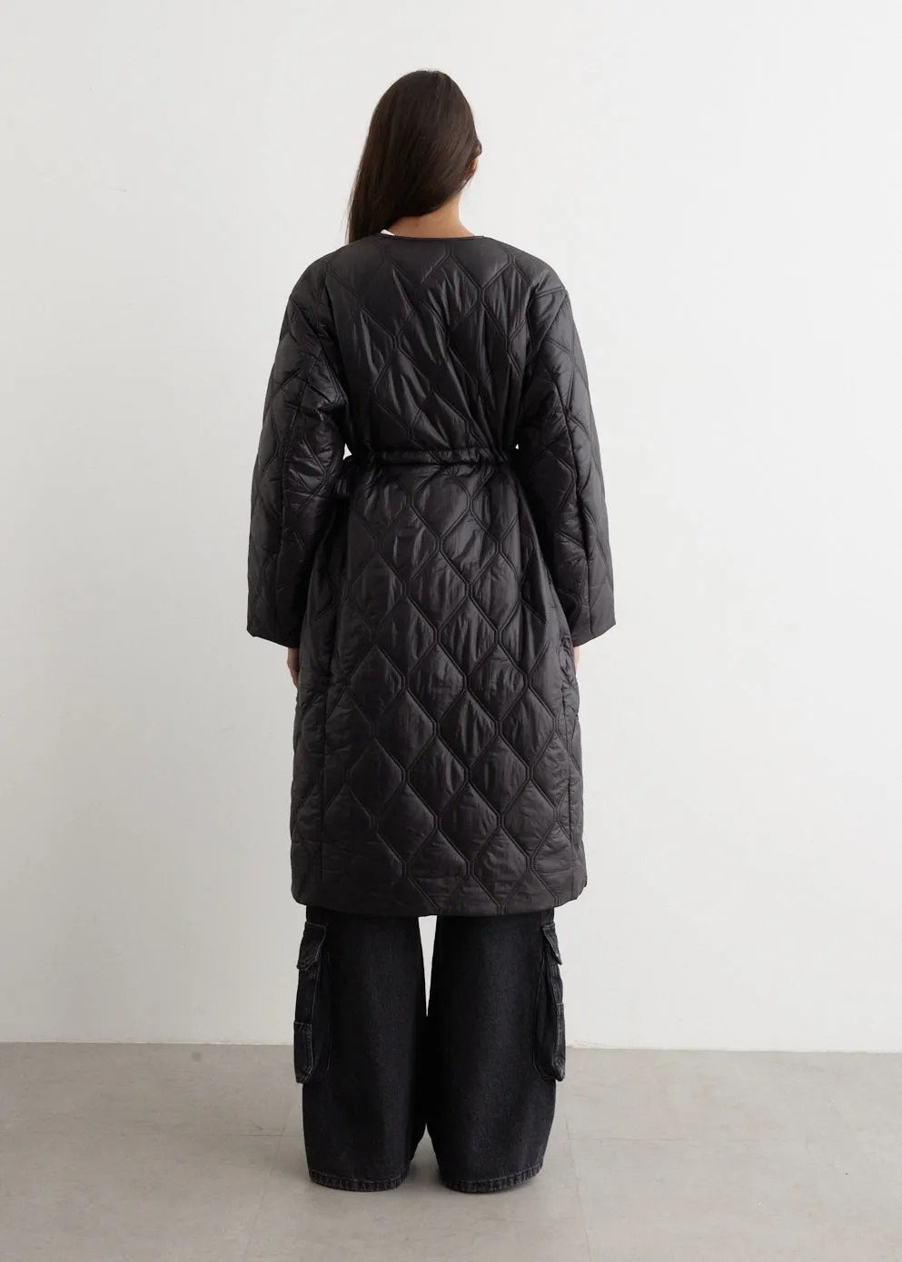 Shiny Quilt Long Coat