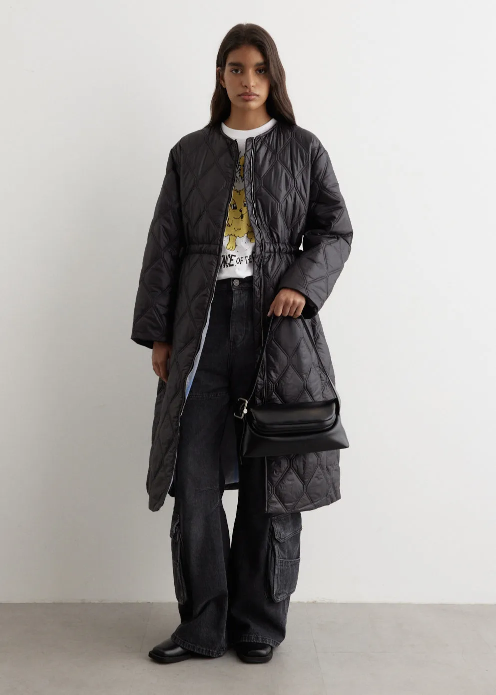 Shiny Quilt Long Coat