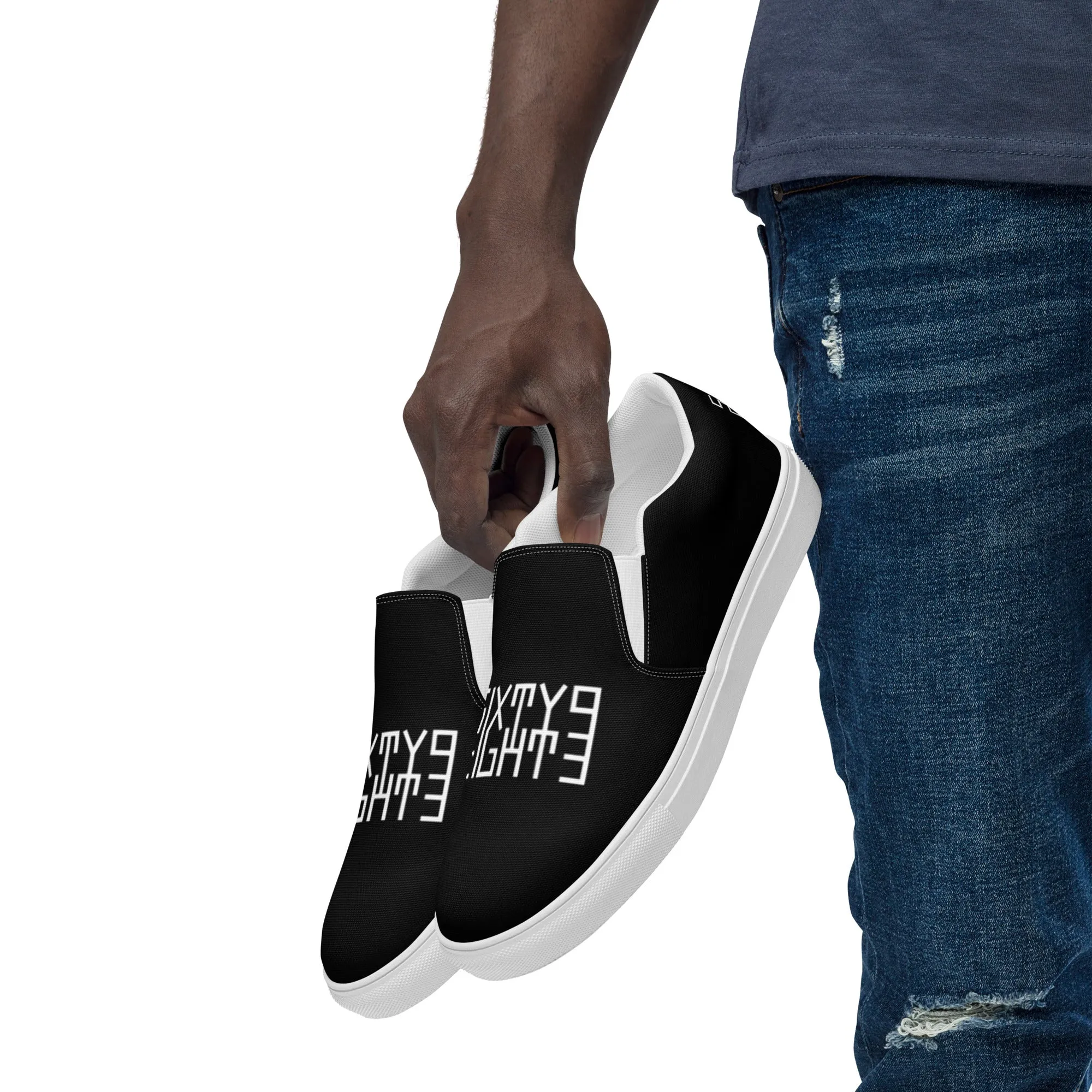 Sixty Eight 93 Logo White & Black Men's Slip On Shoes