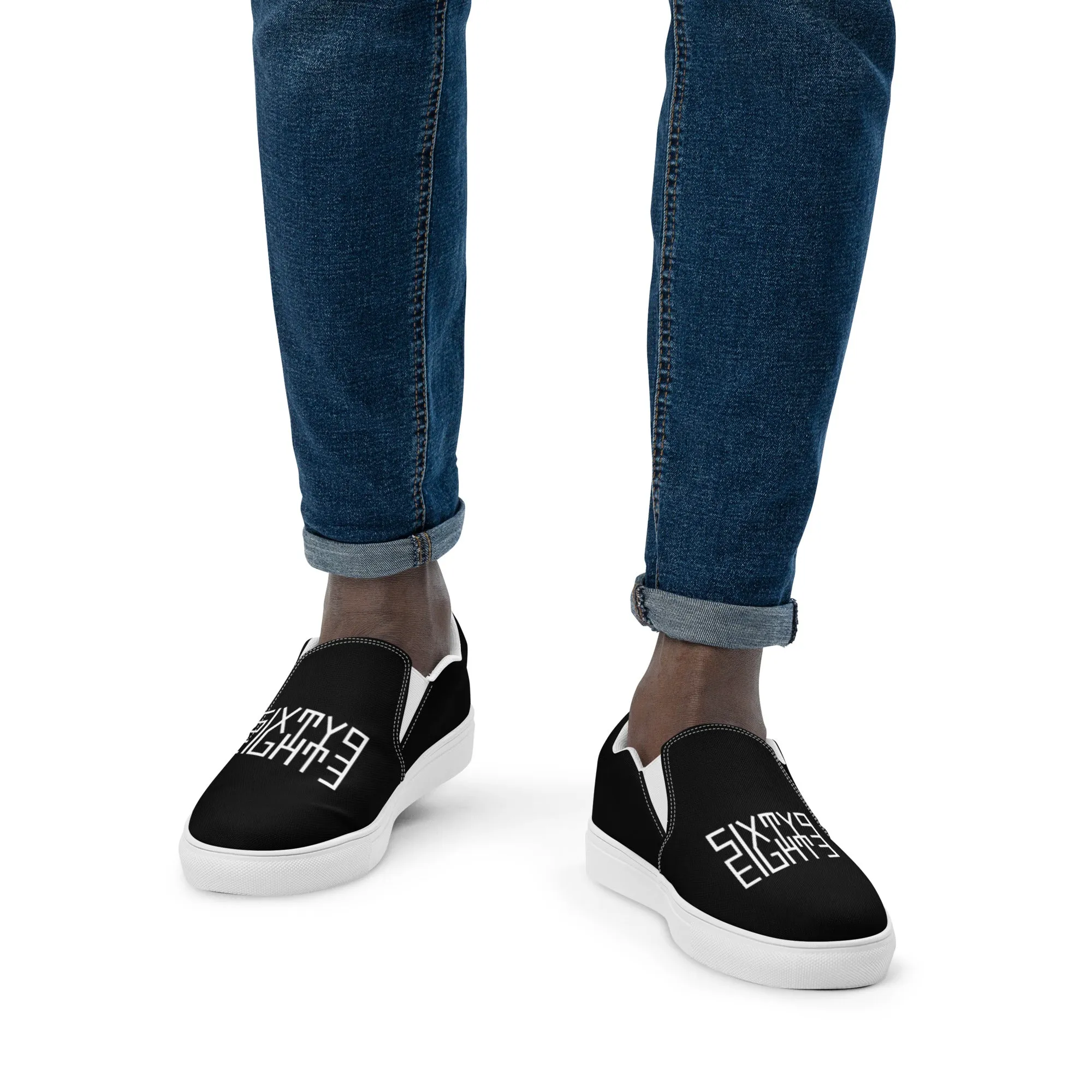Sixty Eight 93 Logo White & Black Men's Slip On Shoes