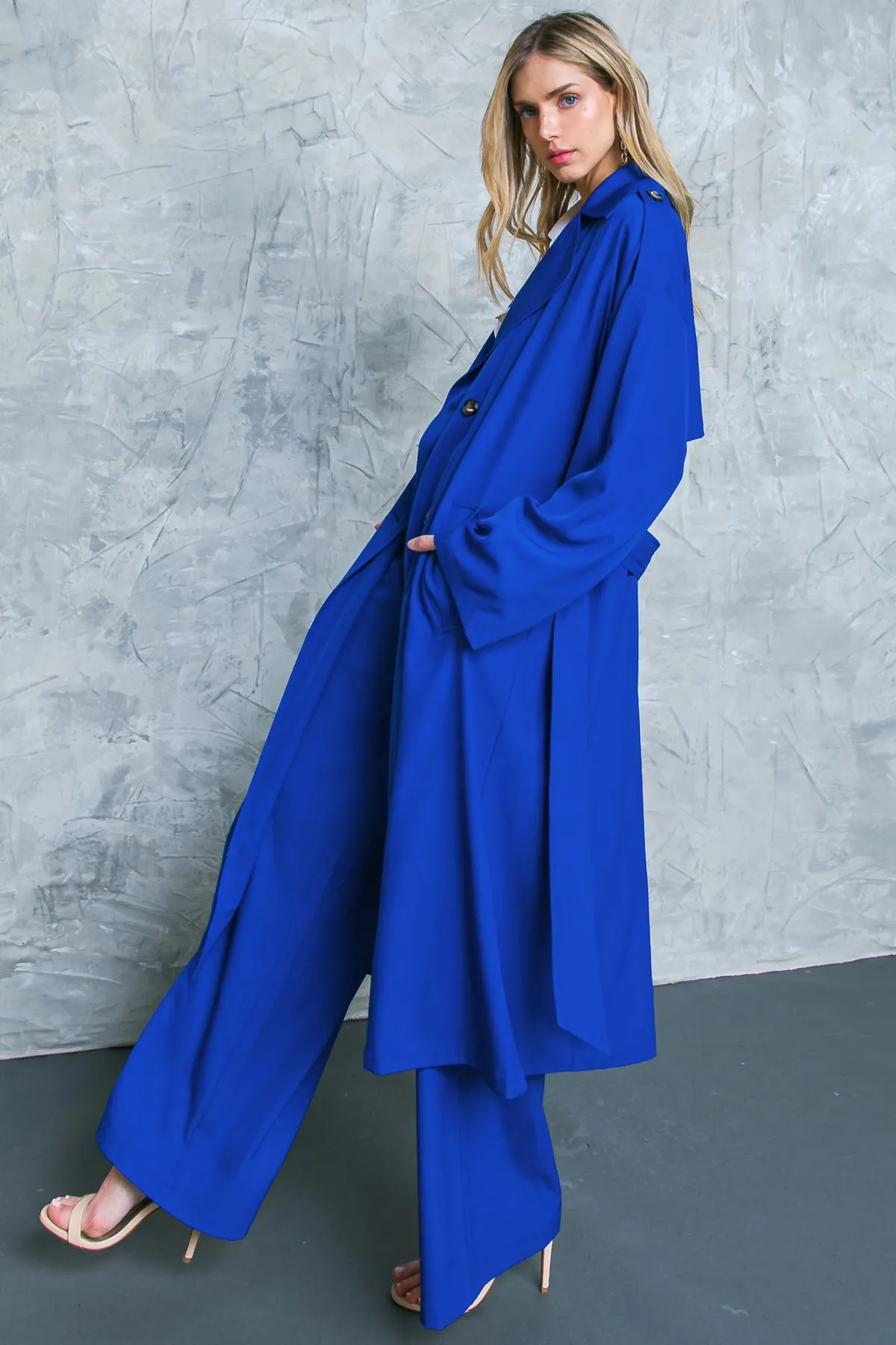 Solid Woven Trench Coat