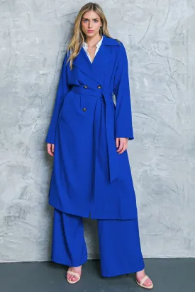 Solid Woven Trench Coat
