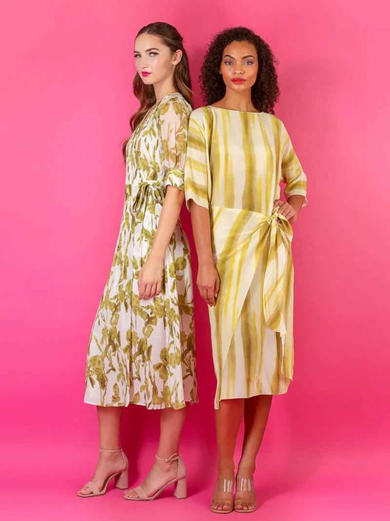 Striped Tie-Dye Silk Dress