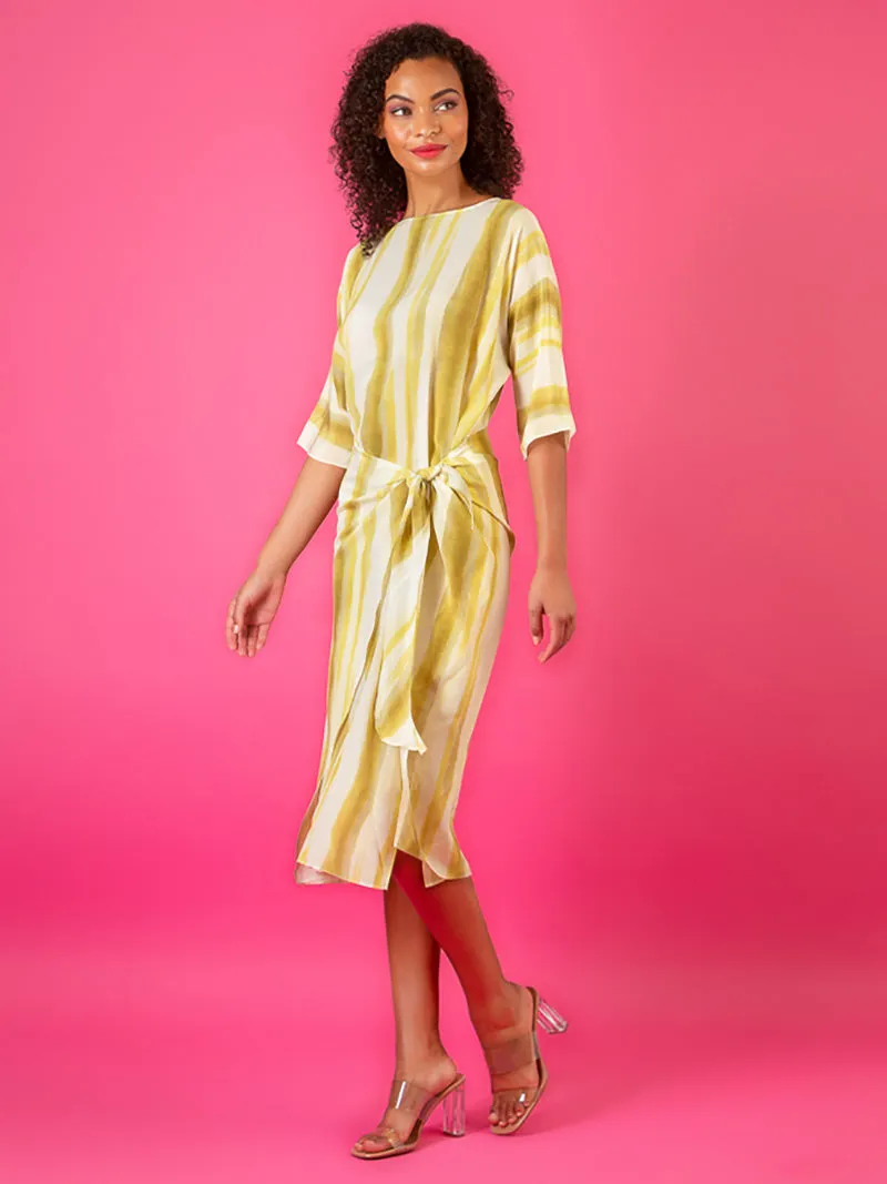 Striped Tie-Dye Silk Dress