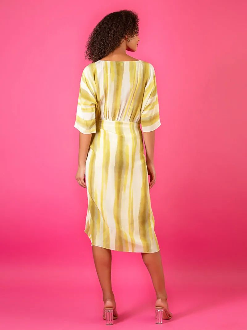 Striped Tie-Dye Silk Dress