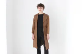 True 70s Caramel Brown Leather Button Up Coat