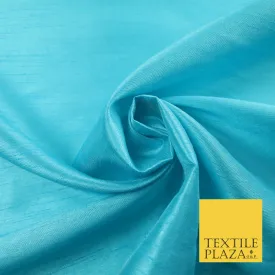 TURQUOISE BLUE Plain Dyed Faux Dupion Raw Silk Polyester Dress Fabric Material 7934