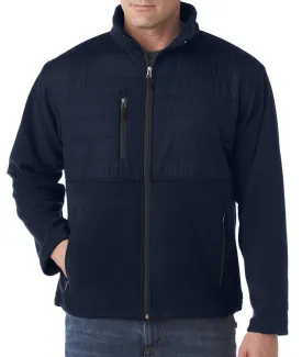 ultraclub adult fleece jacket with quilted yoke overlay - navy (3xl)