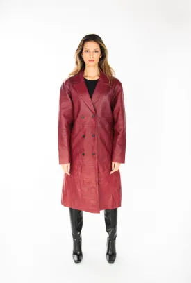 Valentina Burgundy Leather Coat