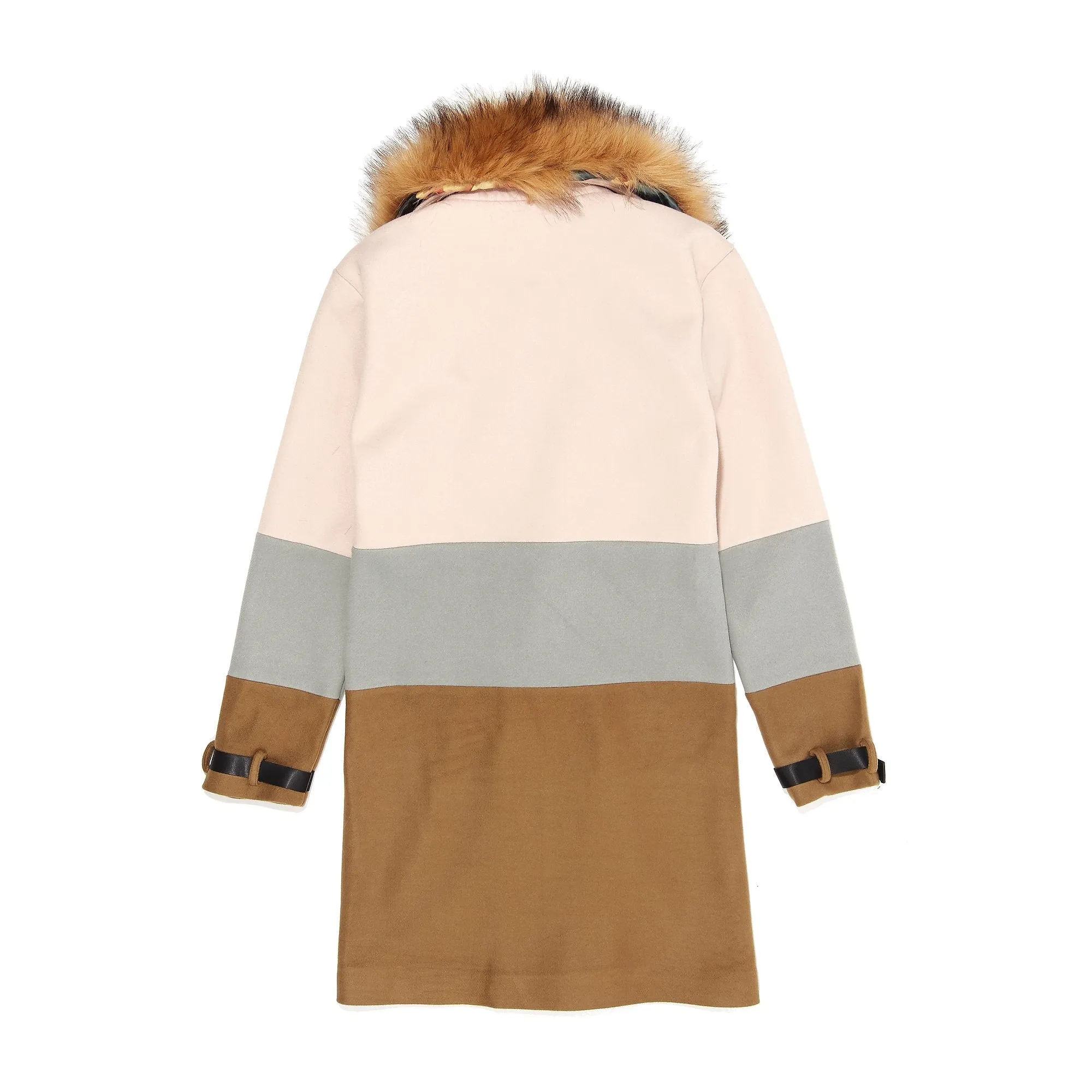 Vie Riche Removable Fur 3 Tone Overcoat (Beige)