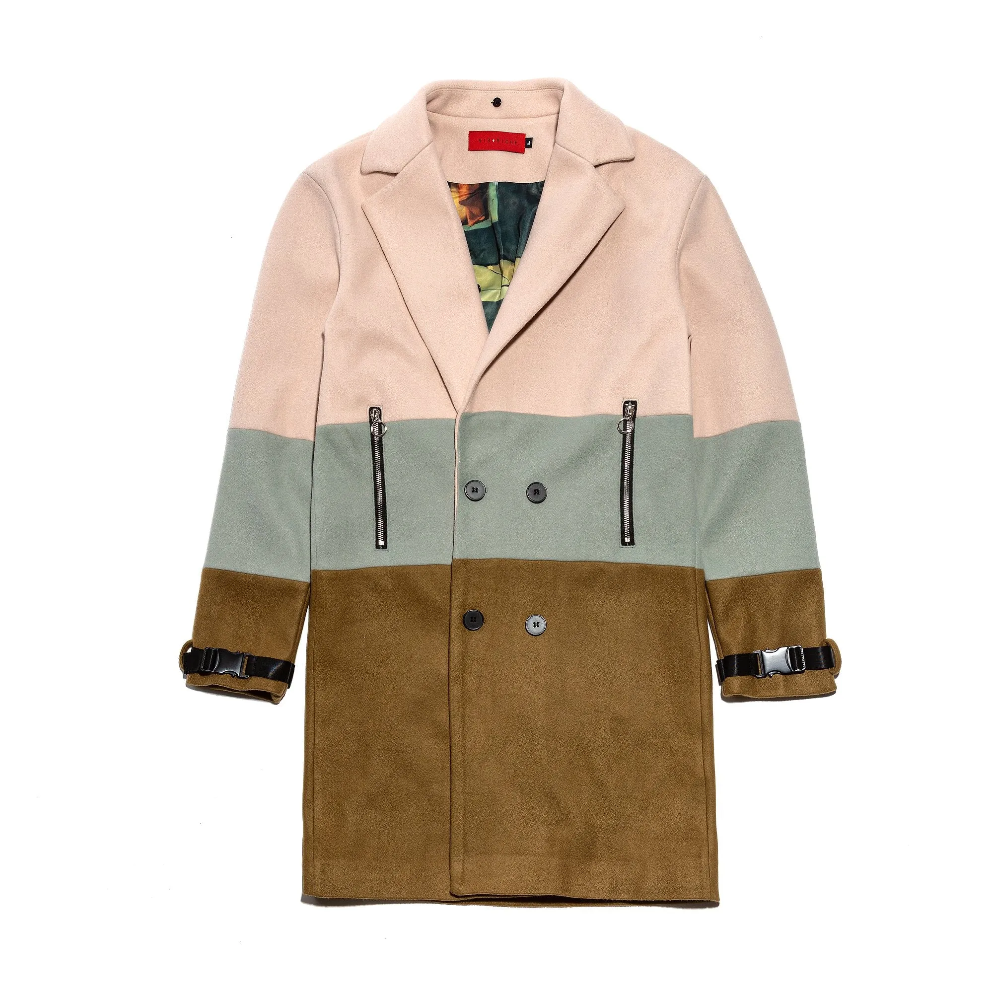 Vie Riche Removable Fur 3 Tone Overcoat (Beige)