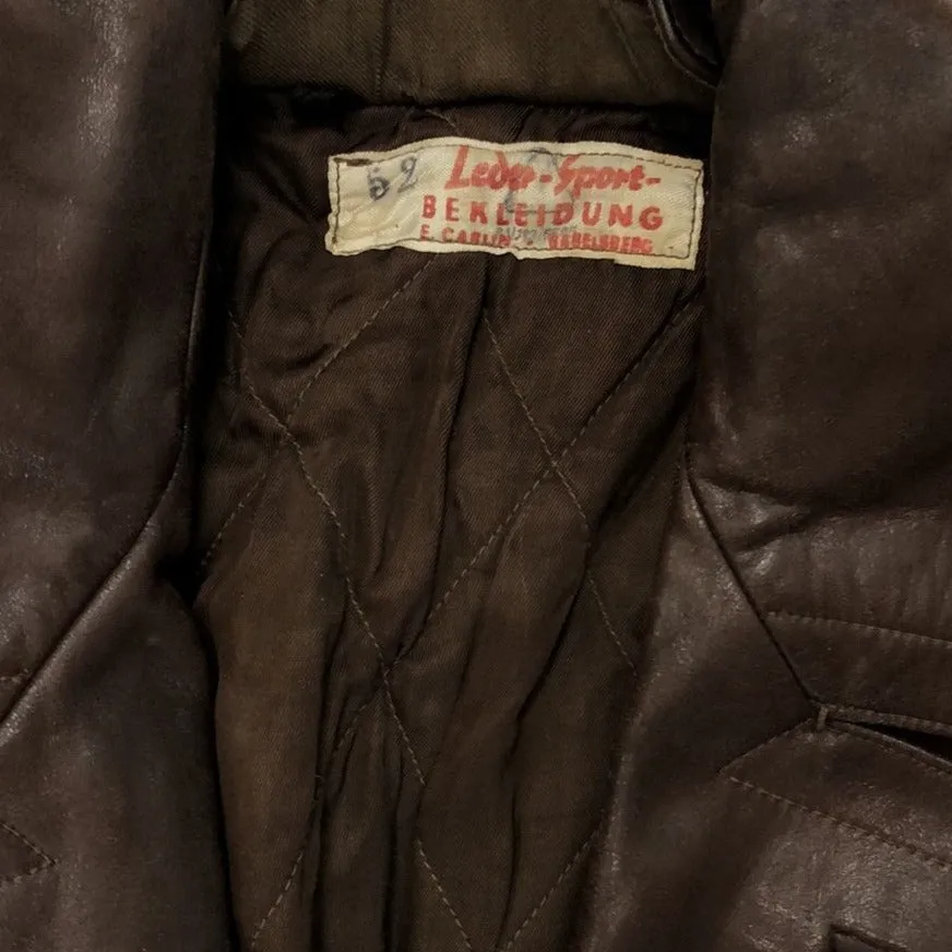 Vintage Leder-Sport Bekleidung Brown Leather Trench Coat