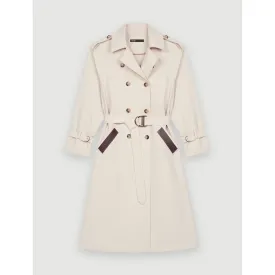 Women Trench Coat With Smocking At The Back - Ecru