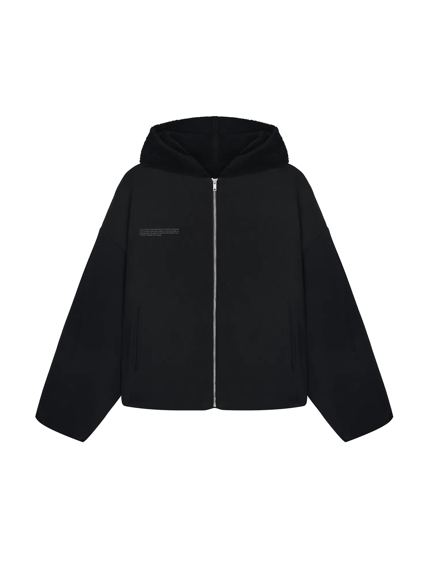 Womens Recycled Wool Fleece Reversible Bomber Jacket—black