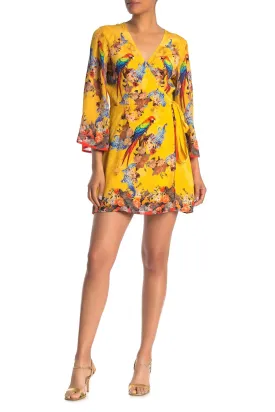 Yellow Printed Wrap Dress