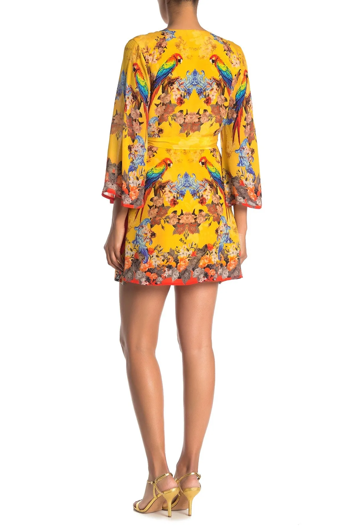 Yellow Printed Wrap Dress
